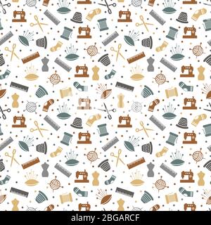 Nähen oder Stricken nahtlose Muster-Design - handgefertigte Textur. Vektorgrafik Stock Vektor