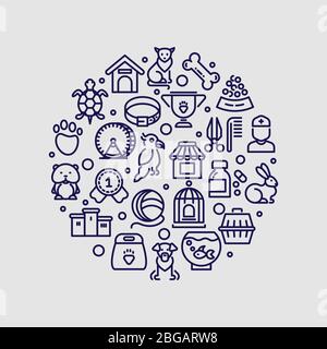 Tierhandlung und Tierarzt Klinik Vektor-Logo isoliert auf grauem Hintergrund. Vektorgrafik Stock Vektor