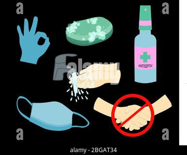 Coronavirus 2019-nCoV Infografik, Elemente, Menschen zeigen Coronavirus Symptome und Risikofaktoren. Gesundheit und Medizin. Roman Coronavirus 2019 Stock Vektor
