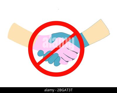 Hände durchgestrichen. Tippen Sie auf Verbotsschild. Virenschutzkonzept. Pandemie. Motivationsplakat. Covid 19. Stock Vektor