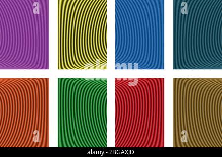 Satz abstrakter Hintergrundvektorvorlagen. Kann für Katalog, Broschüre, Buch, Werbung verwendet werden. Rot, gelb, blau, grün, orange, lila, braun, blaugrün Stock Vektor