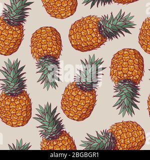 Nahtloses Muster mit Vektorgrafiken von Ananas Stock Vektor