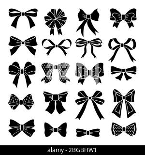 Monochromer Vektor Schleifen und Bänder Set. Urlaubsbilder isolieren Stock Vektor