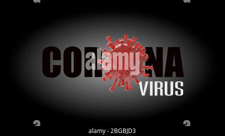 COVID-19 Banner mit realistischem Modell des Virus. 3d-Bild Stockfoto