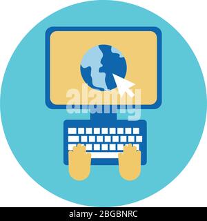 Desktop mit Symbol für Erdplaneten Stock Vektor