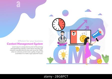 Web-Header-Vorlage Konzept des Content-Management-System Stock Vektor