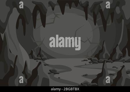 Cartoon Horror Höhle Tunnel Landschaft Vektor Grafik Illustration Stock Vektor