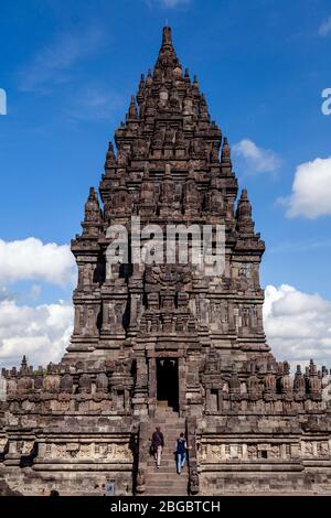 Die Prambanan Temple Compounds, Yogyakarta, Zentral-Java, Indonesien. Stockfoto