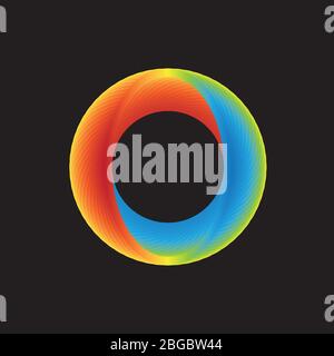 Verlauf Regenbogen Farben dynamische Ellipse Form auf schwarzem Hintergrund Stock Vektor