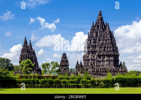 Die Prambanan Temple Compounds, Yogyakarta, Zentral-Java, Indonesien. Stockfoto