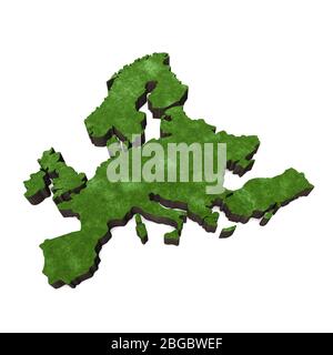 Europakarte mit Gras und Erde. 3D-Rendering Stockfoto