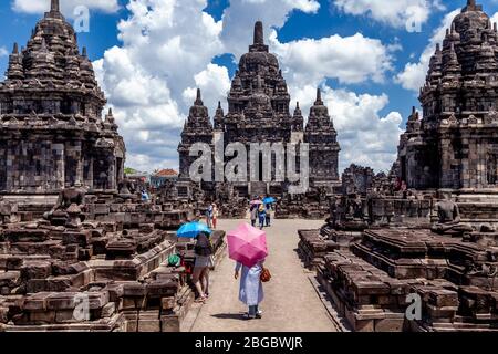 Candi Sewu Buddhistischer Tempel, Die Prambanan Temple Compounds, Yogyakarta, Zentral-Java, Indonesien. Stockfoto