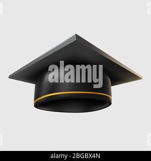 Schwarze Graduate realistische isolierte Kappe Stock Vektor