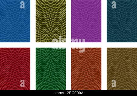 Satz abstrakter Hintergrundvektorvorlagen. Kann für Katalog, Broschüre, Buch, Werbung verwendet werden. Rot, gelb, blau, grün, orange, lila, braun, blaugrün Stock Vektor