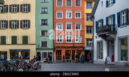 Bunte Gebäude in Konstanz Stockfoto