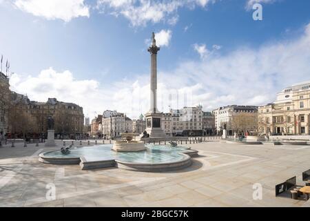 Leerer Trafalgar Square, London, Großbritannien Stockfoto