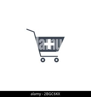 Symbol für Glyphe im Zusammenhang mit dem Einkauf von Drogerien. Stock Vektor