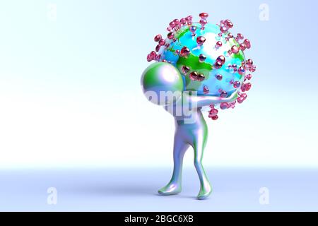 Künstlerische 3D-Darstellung des Coronavirus sars-cov-2 Stockfoto