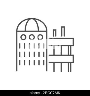 Symbol für dünne Linie im Zusammenhang mit dem Laborgebäude. Stock Vektor