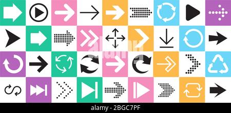 Pfeilsymbol gesetzt. Sammlung von Pfeilen für Web-Design, mobile Apps, Schnittstelle. Vektorgrafik eps10 Stock Vektor