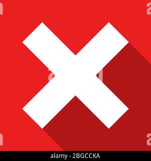 Nein, falsches Symbol mit longshadow. Vektorgrafik Stock Vektor