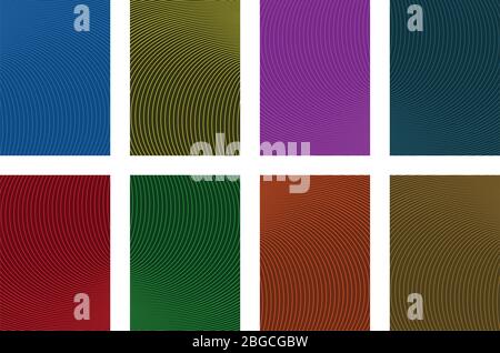 Satz abstrakter Hintergrundvektorvorlagen. Kann für Katalog, Broschüre, Buch, Werbung verwendet werden. Rot, gelb, blau, grün, orange, lila, braun, blaugrün Stock Vektor