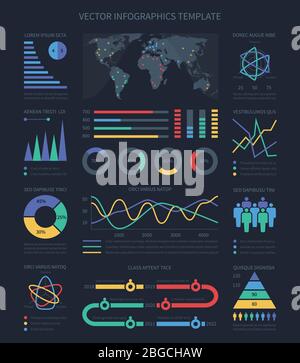 Datenvisualisierung Diagramme und Diagramme, demografische Infografiken Elemente für Marketing-Präsentation. Diagramm und Datendiagramm Darstellung des Satzes. Vektorgrafik Stock Vektor