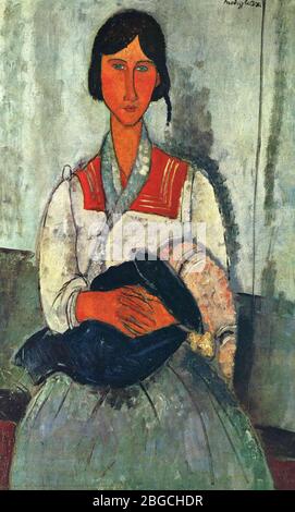 Modigliani-Portraitgemälde des berühmten italienischen Malers Stockfoto