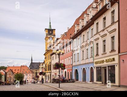 Platz von König Georg von Podebrady – Marktplatz in Cheb. Tschechische Republik Stockfoto