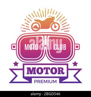 Premium Motor Club Label Design isoliert auf weißem Hintergrund. Vektorgrafik Stock Vektor