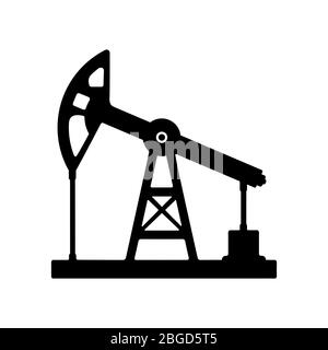 Vektorsymbol einer Öl- oder Gaspumpe. Ein einfaches, unbeschrifttes, umrisstes, isoliertes, auf weißem Hintergrund Stock Vektor