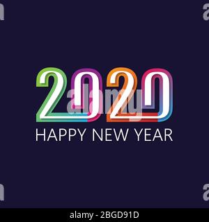 2020 Frohes neues Jahr in einem Farbbanner. 2020 Design-Grüße, Einladungen und Banner oder Hintergrund. Vektorgrafik EPS.8 EPS.10 Stock Vektor
