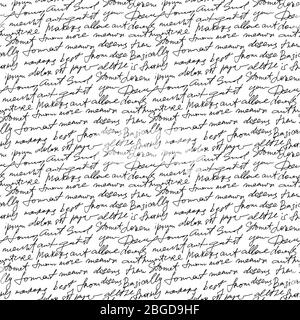Schwarzer handgeschriebener Text auf weißem Vektorwiederholung Hintergrund. Nahtlose Einrichtung in Poesieform. Kalligraphie schreiben Text, Skizze Manuskript Illustration Stock Vektor