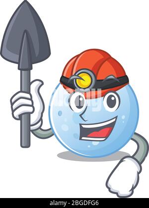 Blue moon Miner Cartoon Design Konzept mit Werkzeug und Helm Stock Vektor