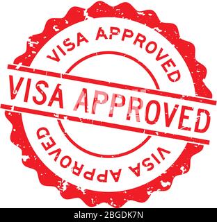 Roter, von Visa zugelassener, Wort-runder Gummi-Siegelstempel auf weißem Hintergrund Stock Vektor