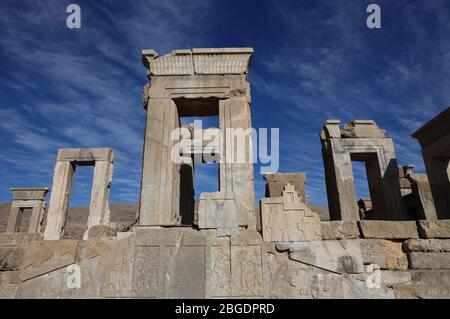 Tachara Palast oder Palast von Darius, Persepolis, Fars Provinz, Iran, Persien, Mittlerer Osten. Stockfoto