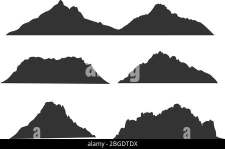 Berge schwarze Silhouetten für Outdoor-Design oder Reise Etiketten Vektor-Set Stock Vektor