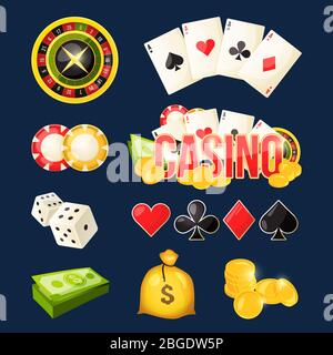 Cartoon Symbol Sammlung von verschiedenen Spielen Casino Stock Vektor