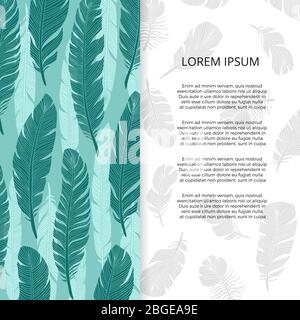 Vogel Federn Banner oder Poster Design - Broschüre Vorlage mit handgezeichneten Federn. Vektorgrafik Stock Vektor