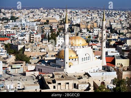 Amman Jordanien- 9 dez, 2018:Morgenansicht von Amman Stadt, Jordanien.Blick auf das Wohngebiet und das Straßenleben der Stadt Amman, Jordanien. Amman ist die Kappe Stockfoto