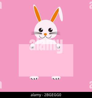Osterhase hält leere Tafel für Ihre Nachricht kopieren Raum Design. Vektordarstellung. Stock Vektor
