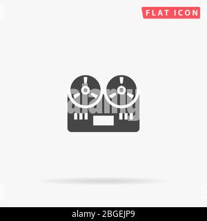Symbol für den flachen Vektor des Bandrecorders. Glyphen-Stil Zeichen. Einfache handgezeichnete Illustrationen Symbol für Konzept Infografiken, Designs Projekte, UI und UX, websit Stock Vektor