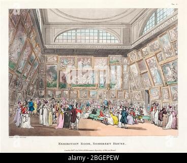 Thomas Rowlandson, Augustus Charles Pugin, Ausstellungsraum, Somerset House, Radierung, 1808-1810 Stockfoto