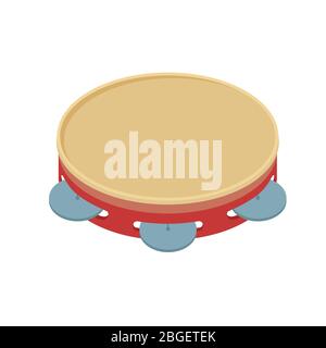 Cartoon bunte Tamburin schlagen Musikinstrument isometrische Vektor Grafik Illustration Stock Vektor