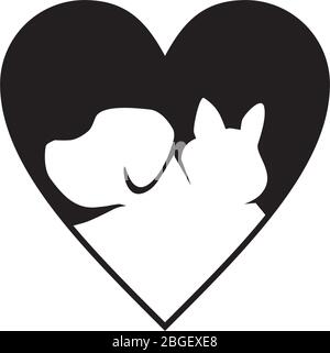 Hund und Katze Liebhaber Logo Design Vektor Vorlage Stock Vektor