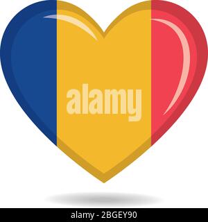Tschad Nationalflagge in Herzform Vektor-Illustration Stock Vektor