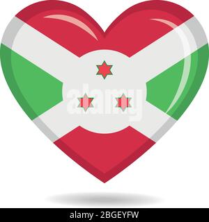 Burundi Nationalflagge in Herzform Vektor-Illustration Stock Vektor