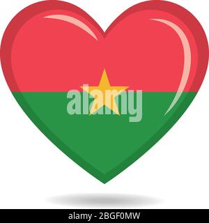 Burkina Faso Nationalflagge in Herzform Vektor-Illustration Stock Vektor