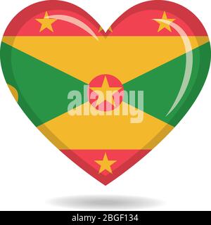 Grenada Nationalflagge in Herzform Vektor-Illustration Stock Vektor