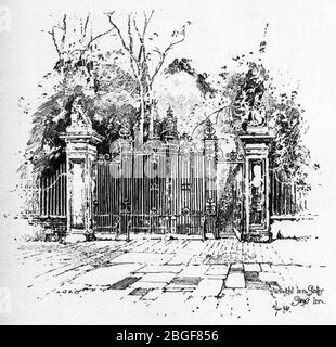 Herbert Railton - Schmiedeeiserne Tore, Gray's Inn (modifiziert). Stockfoto